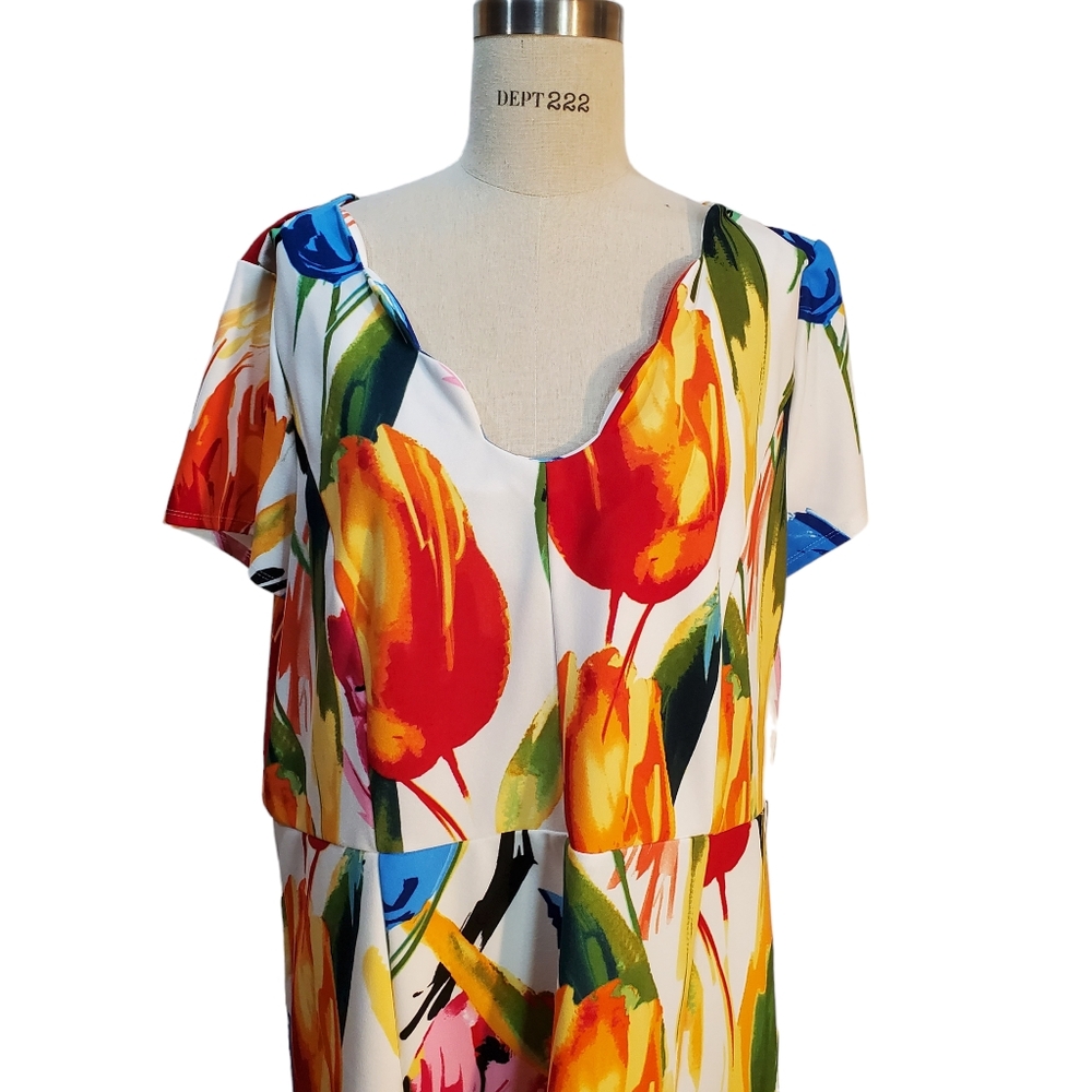 Phase 7 Seven NY Women's Bright Colorful‎ Floral Dress Size 18